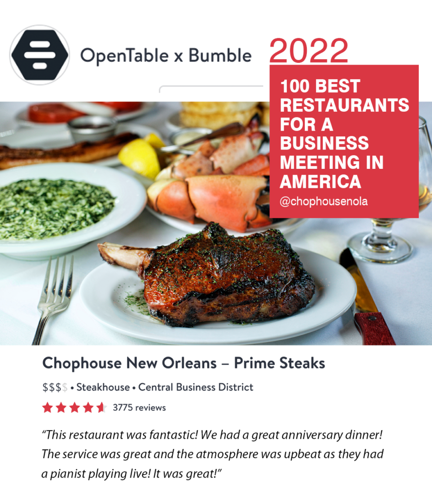 100 Best Restaurants for a Business Meeting in the U.S. 2022 OpenTable x Bumble
